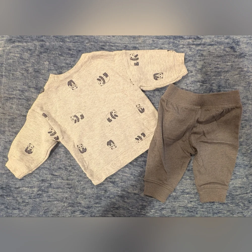 Gray Panda Baby Outfit